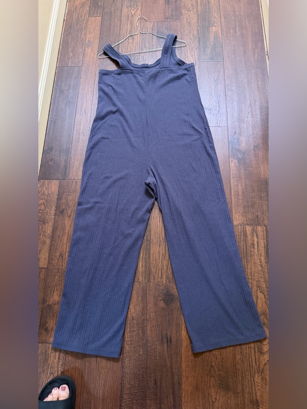 🤎 Old Navy Ribbed Wide Leg Jumpsuit | Boho Lounge One-Piece | Navy | no pockets - Picture 7 of 11